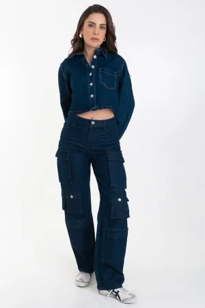 Pantalón de denim multipocket fit recto