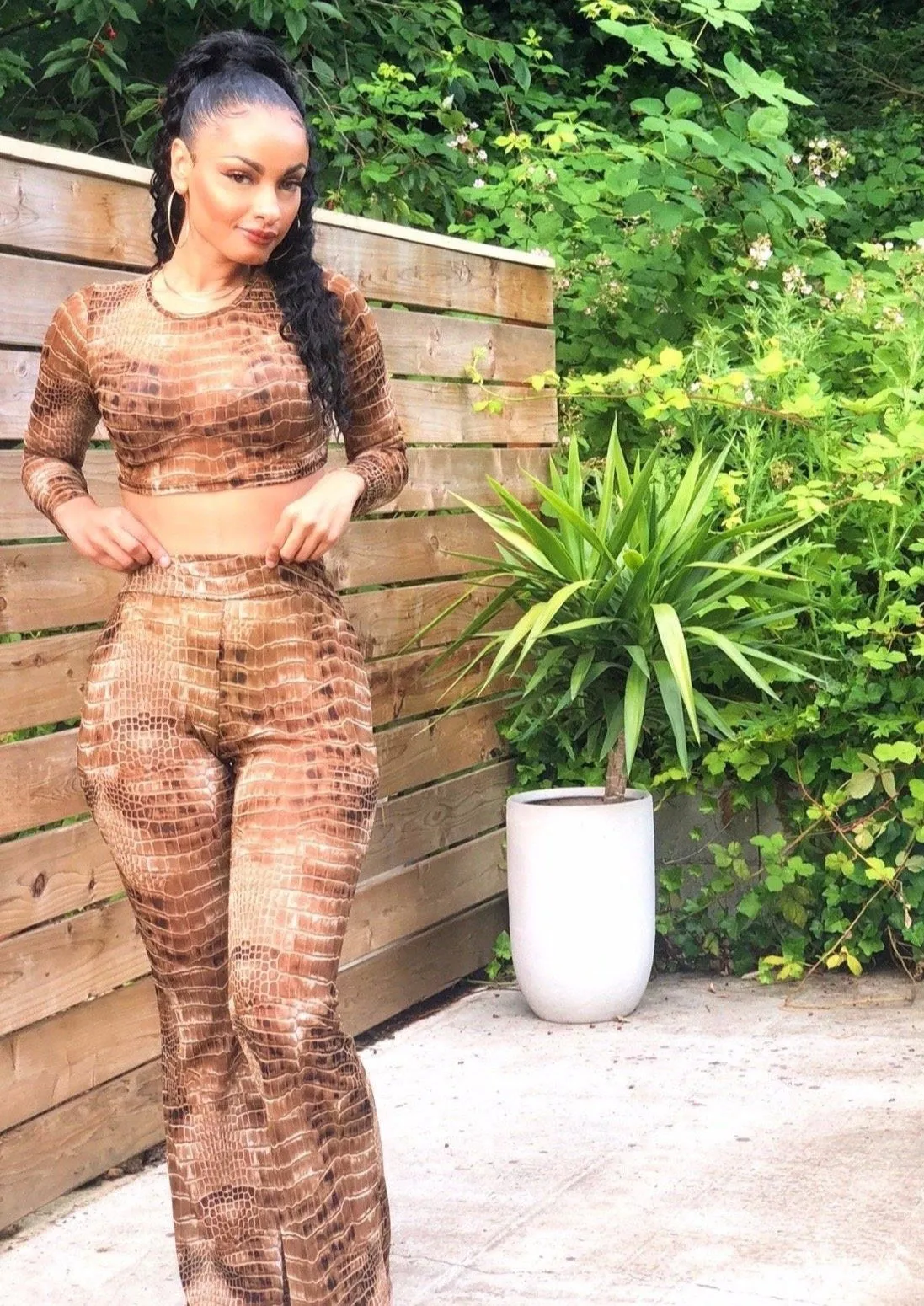 Panther Snake Print Cropped Top