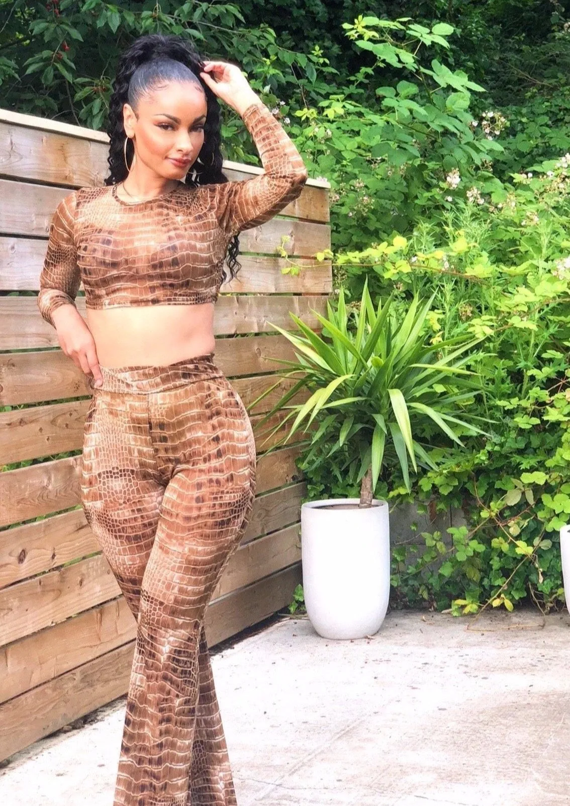 Panther Snake Print Cropped Top