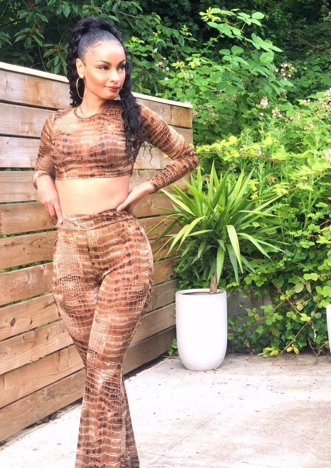Panther Snake Print Cropped Top
