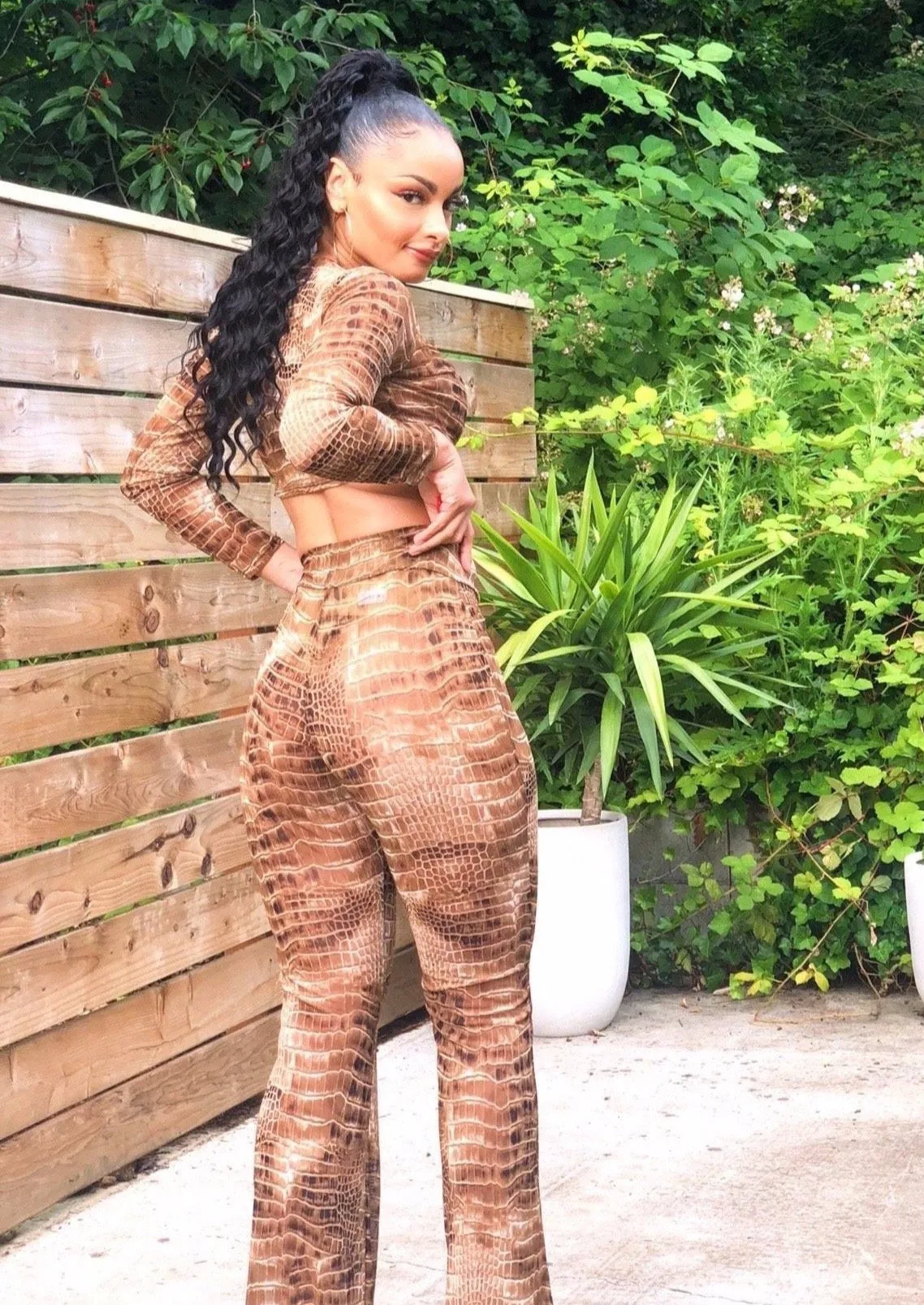 Panther Snake Print Cropped Top