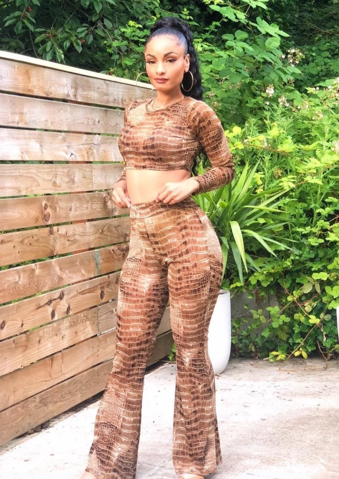 Panther Snake Print Cropped Top