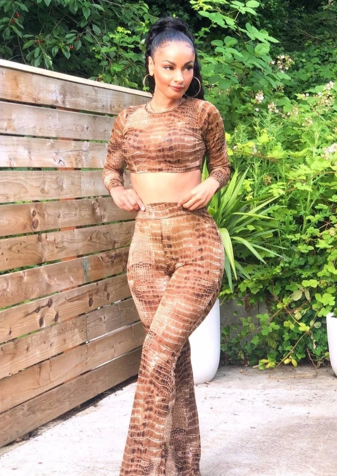 Panther Snake Print Cropped Top