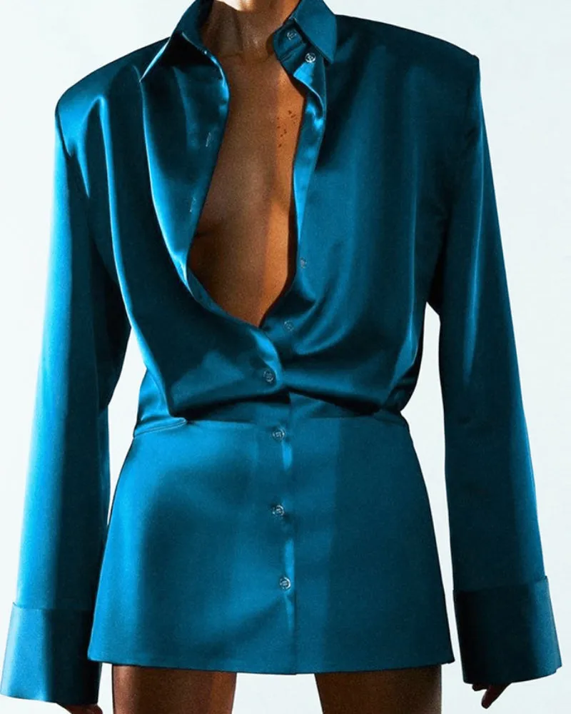 Party Pile Collar Shirts Bodycon Mini Dresses