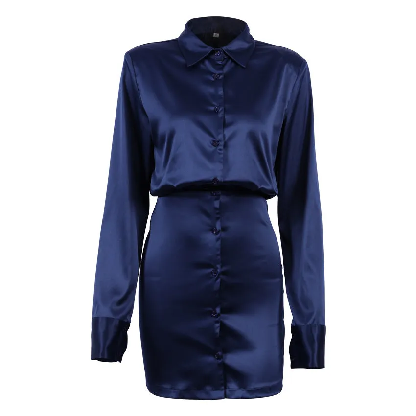 Party Pile Collar Shirts Bodycon Mini Dresses