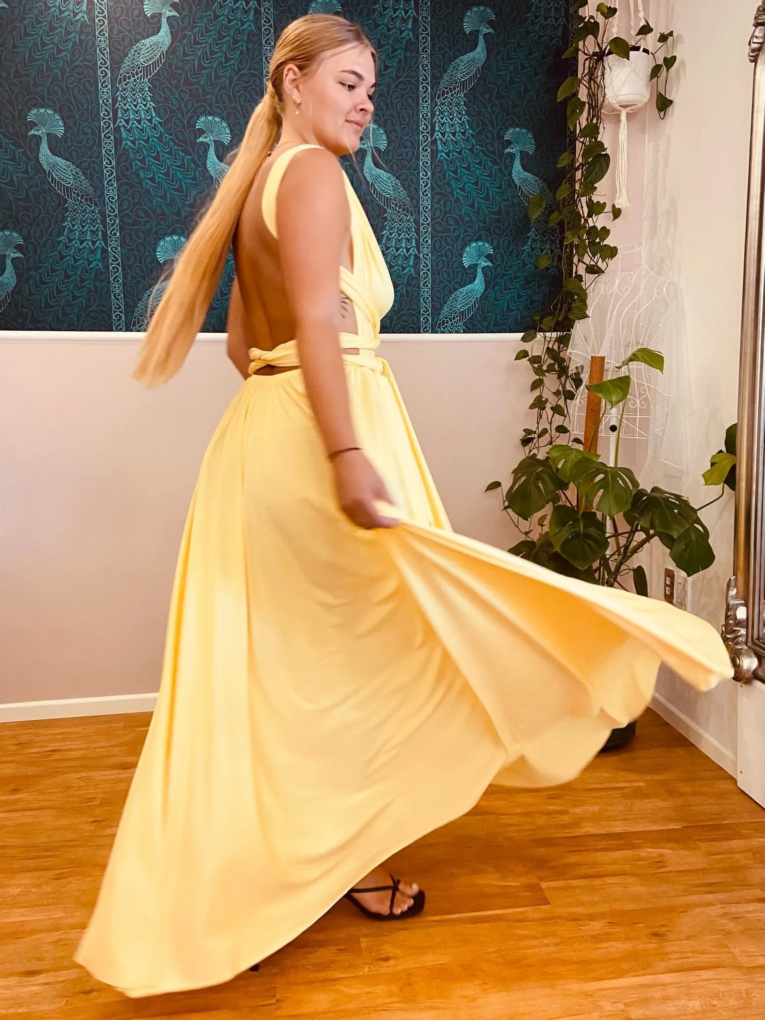 Pastel Yellow Convertible Infinity bridesmaid dress Express NZ Wide