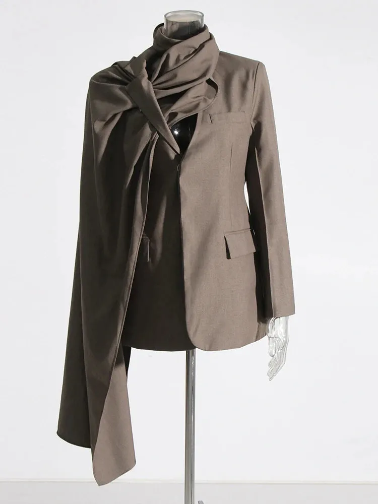 Patchwork Scarf Irregular Slimming Blazers