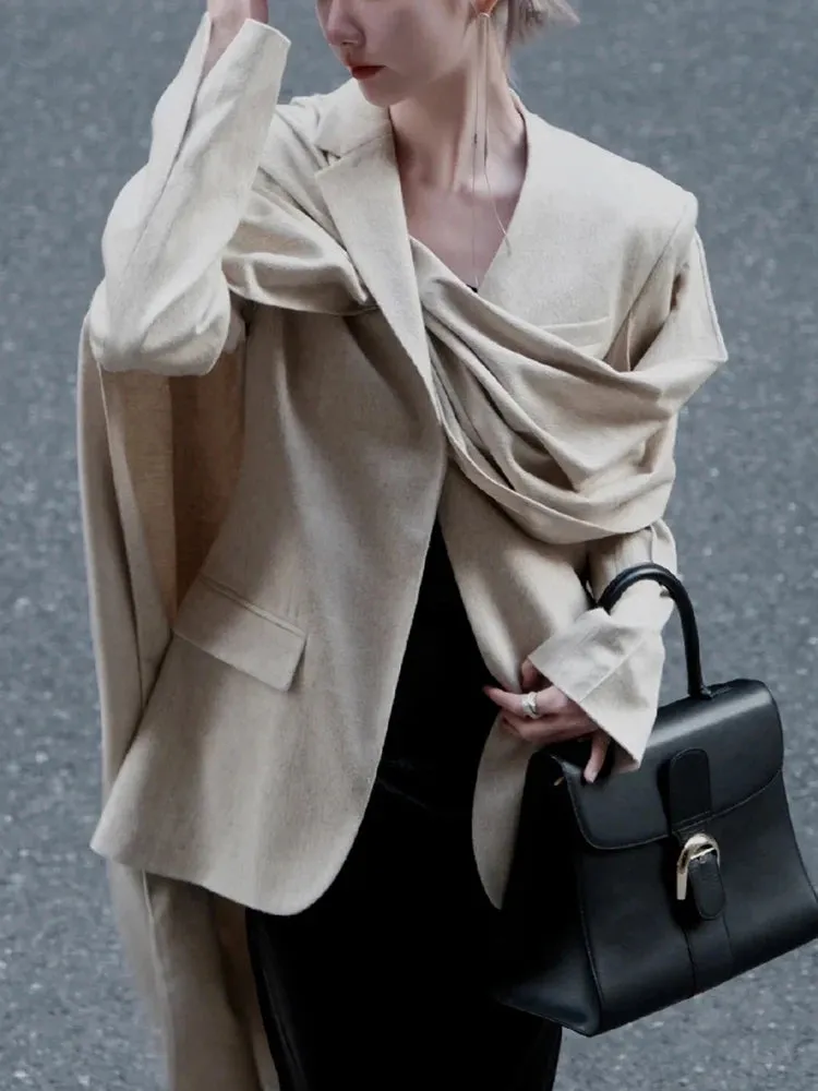 Patchwork Scarf Irregular Slimming Blazers