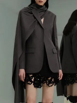 Patchwork Scarf Irregular Slimming Blazers
