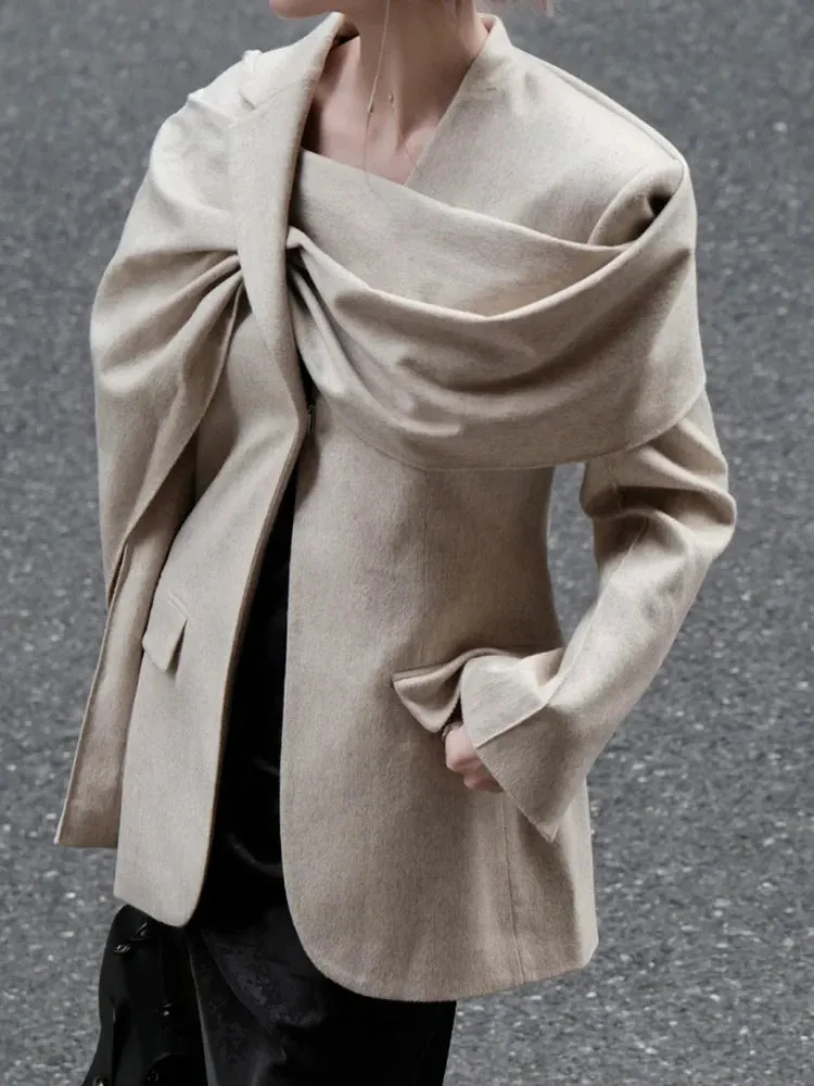 Patchwork Scarf Irregular Slimming Blazers