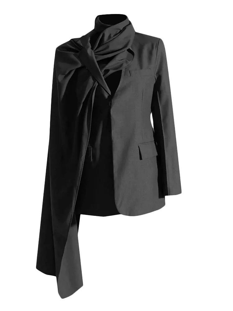 Patchwork Scarf Irregular Slimming Blazers