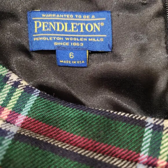 Pendleton Sheath Lined Plaid Dress 6 Wool Plaid Classic Style Like New Condition