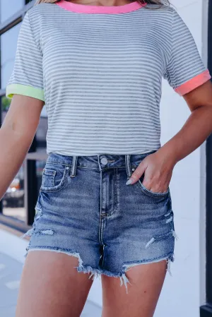 Persona Patch Denim Shorts - Dark