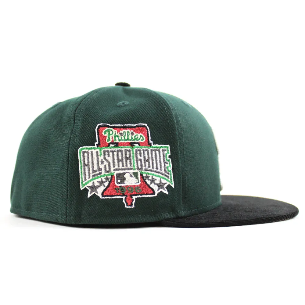 Philadelphia Phillies 1996 ALL STAR GAME 59Fifty New Era Fitted Hat (Dark Green Corduroy Gray Under Brim)