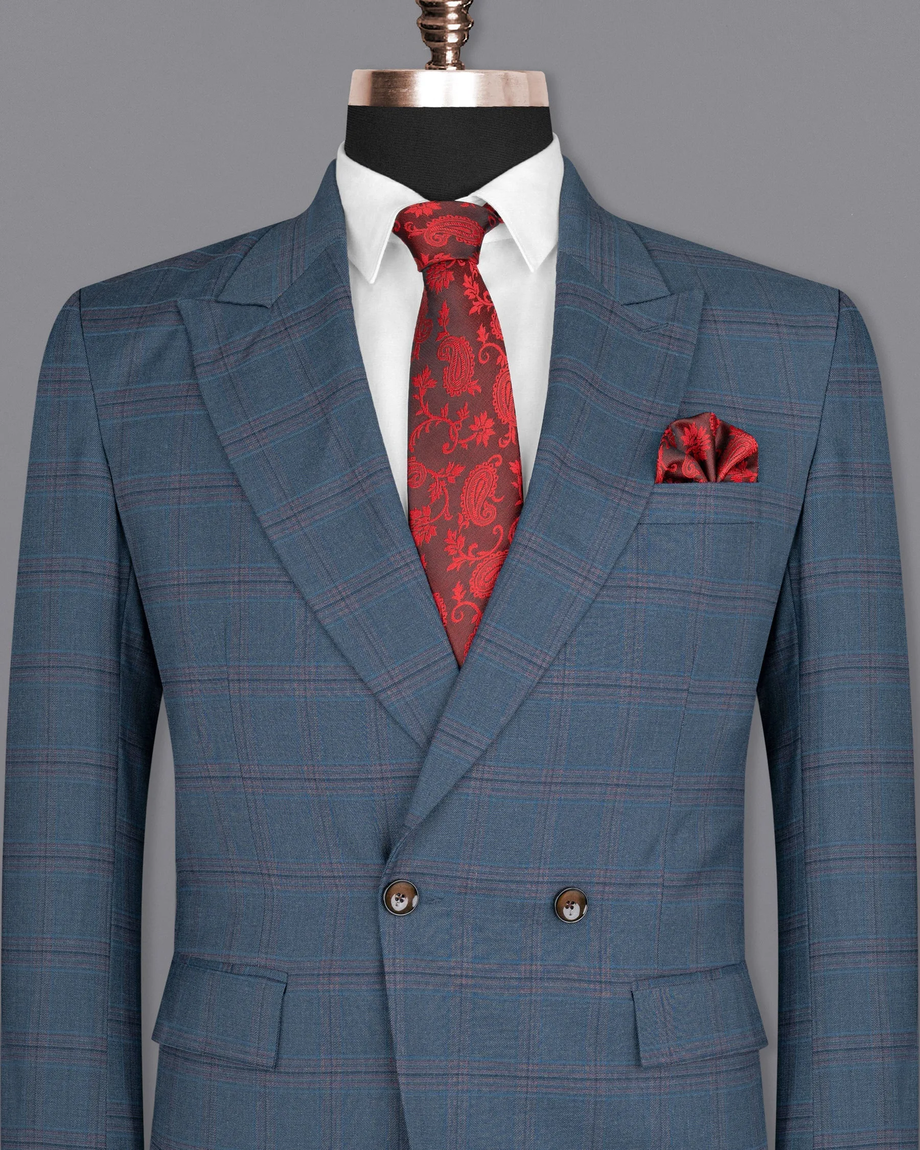 Pickled Bluewood Super fine Checkered Double Breasted Woolrich Blazer