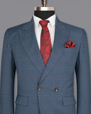 Pickled Bluewood Super fine Checkered Double Breasted Woolrich Blazer