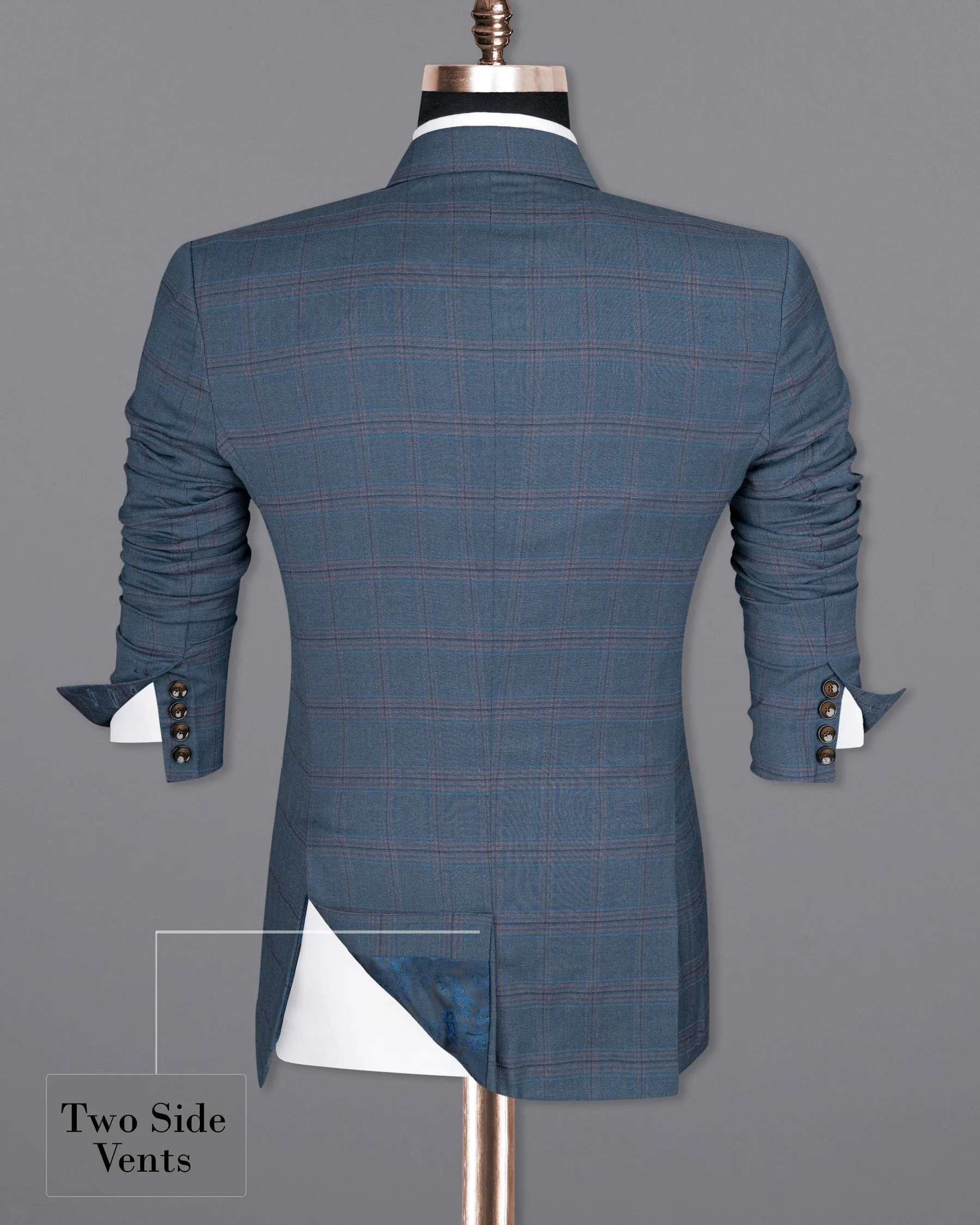 Pickled Bluewood Super fine Checkered Double Breasted Woolrich Blazer