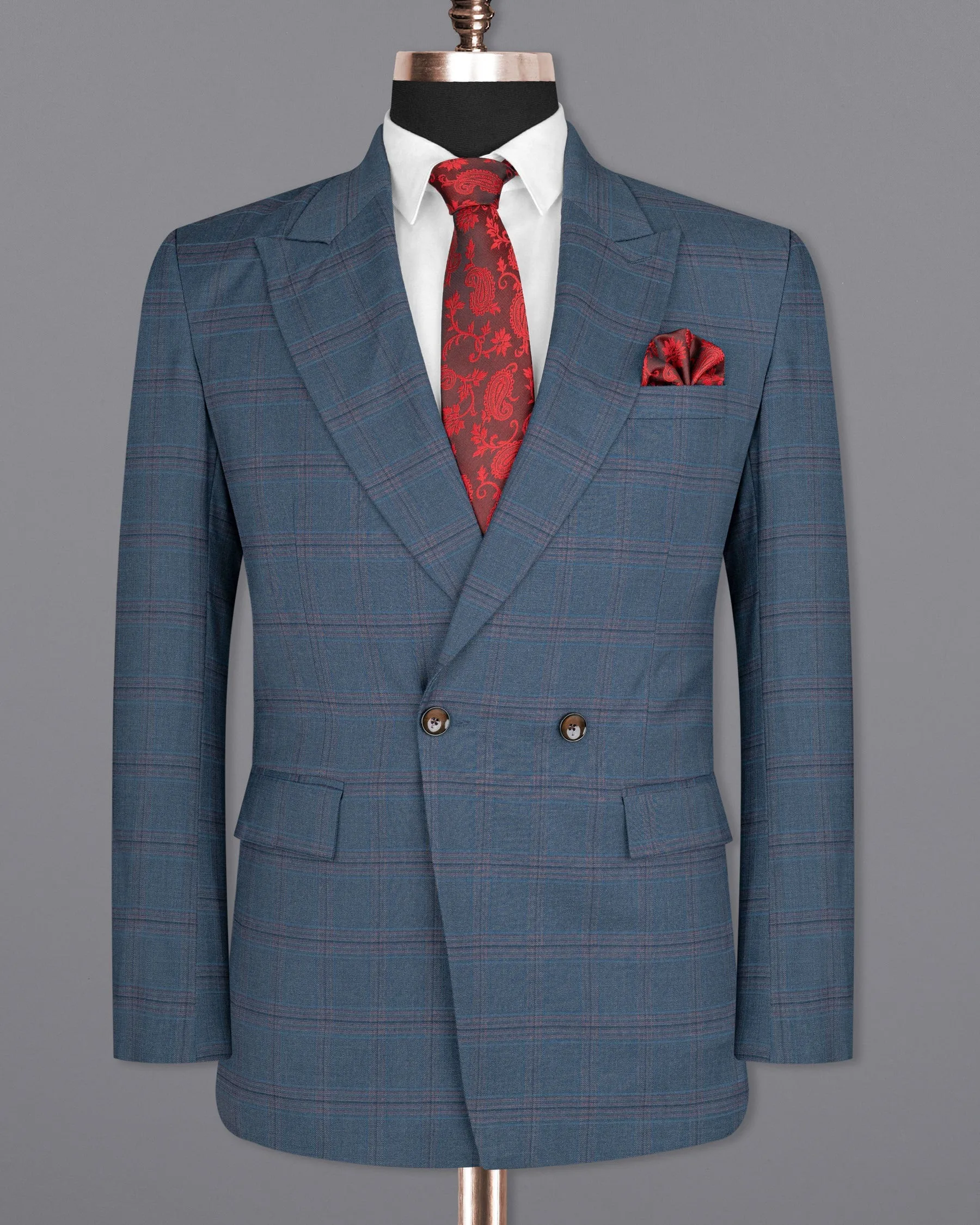 Pickled Bluewood Super fine Checkered Double Breasted Woolrich Blazer