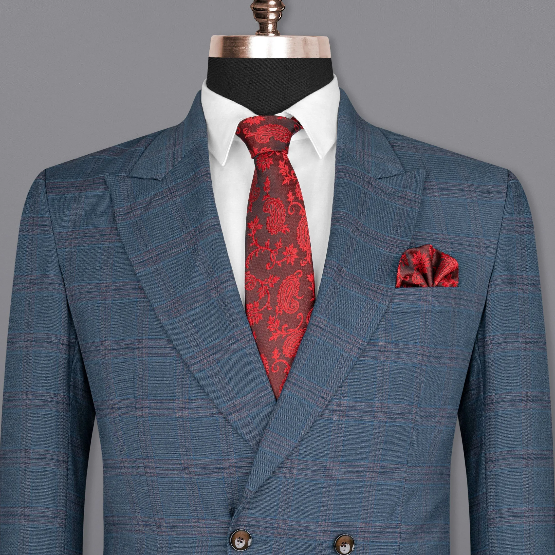 Pickled Bluewood Super fine Checkered Double Breasted Woolrich Blazer