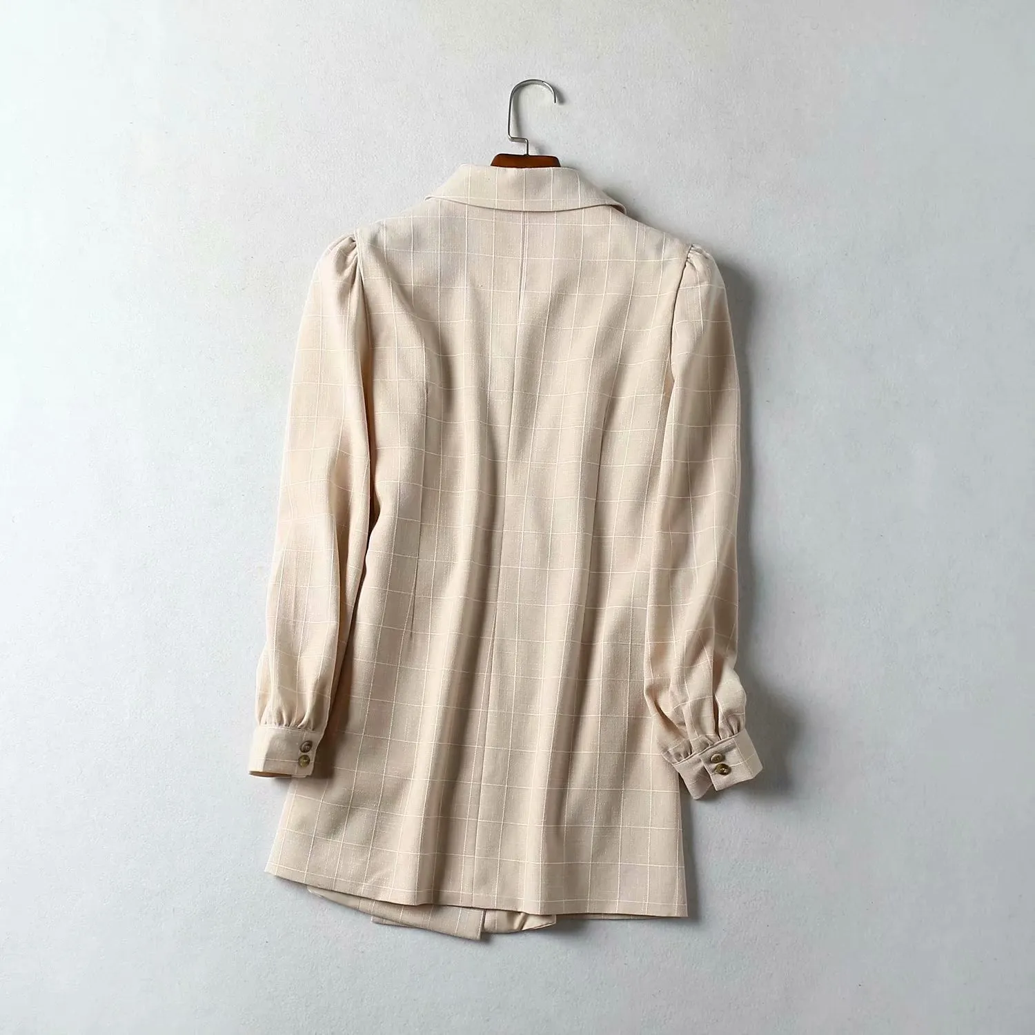 Pile Collar V-neck Lace-up Lantern Sleeve Blazers Mini Dresses