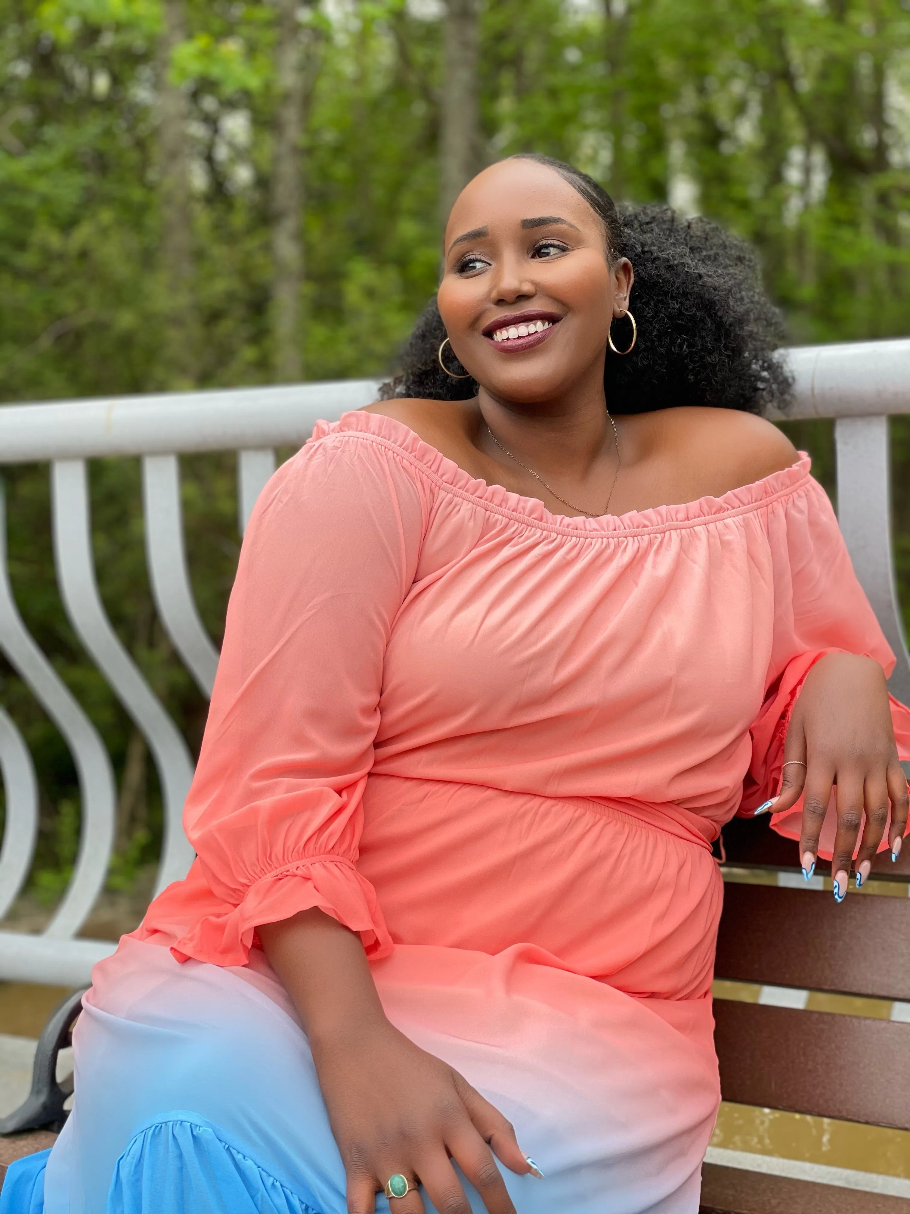 Pink and Blue Ombre Maxi Dress