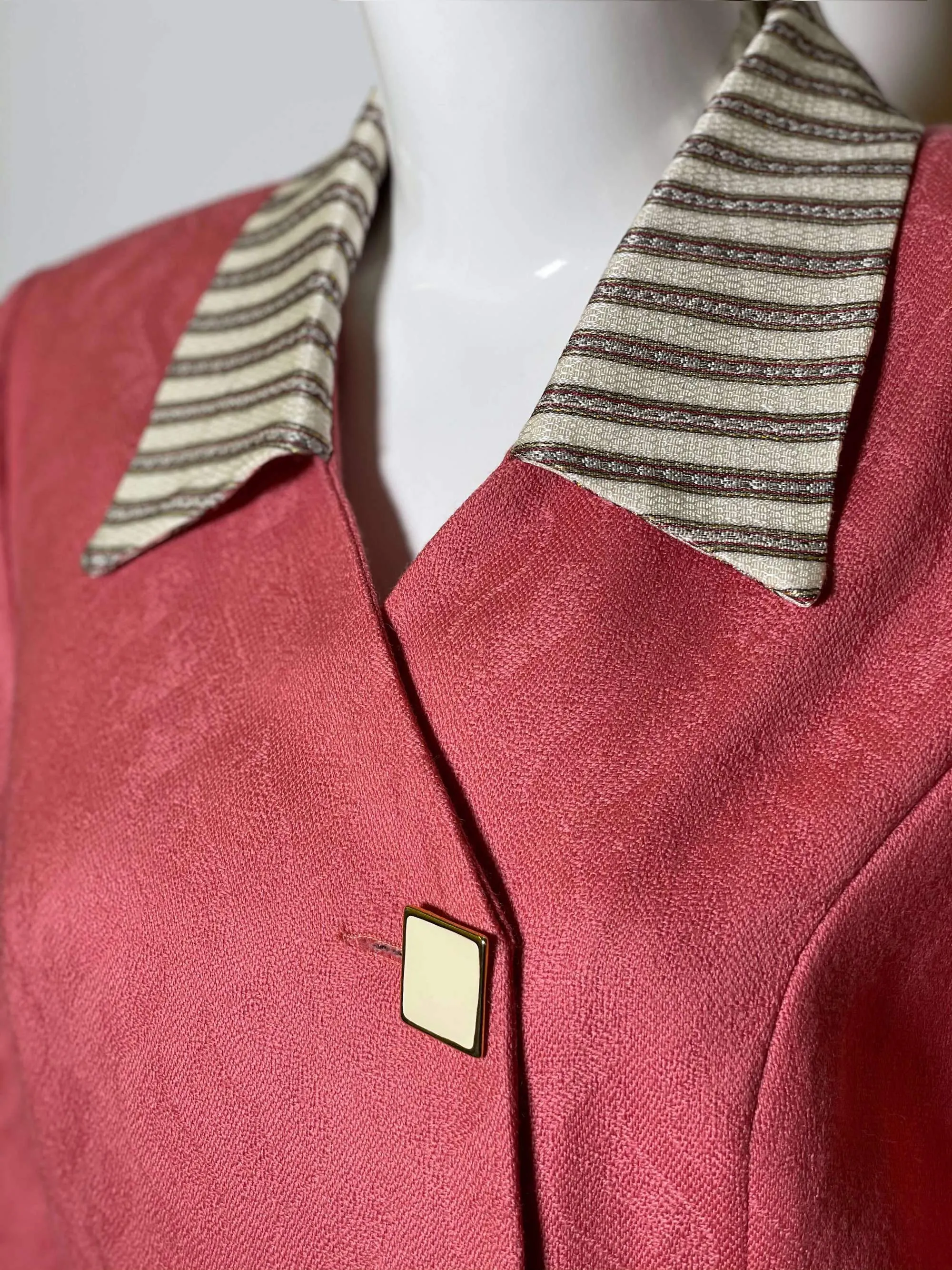 Pink Princess Cut Puffed Sleeve Wool Blazer