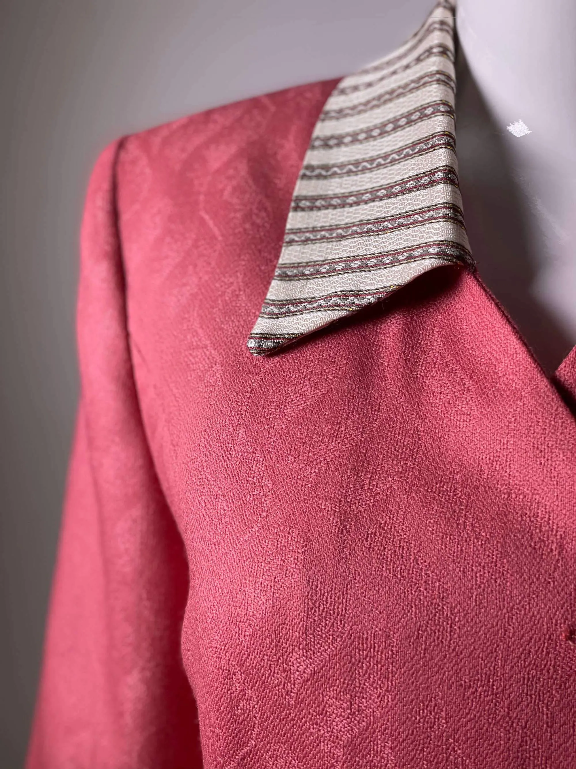 Pink Princess Cut Puffed Sleeve Wool Blazer