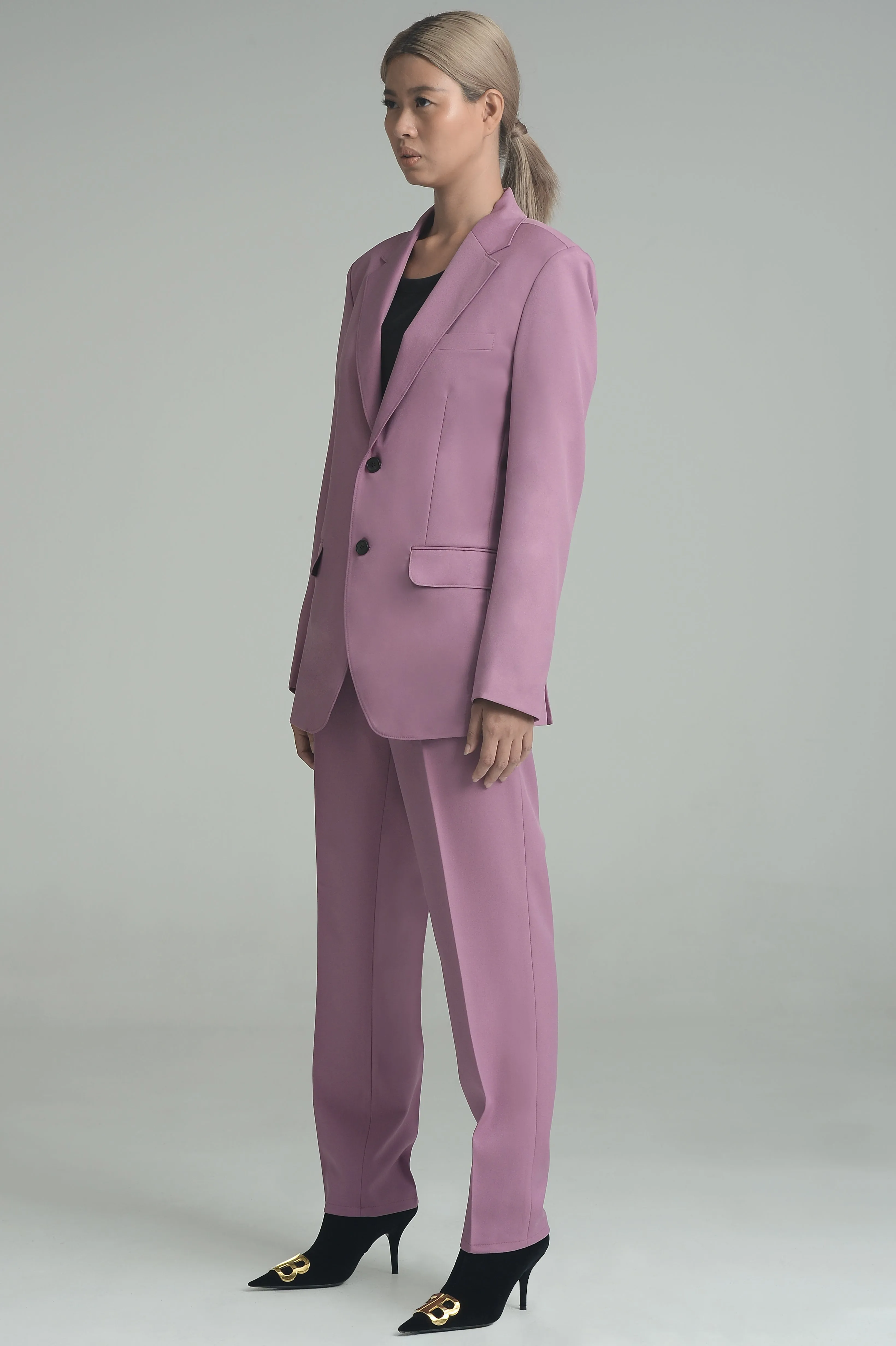 Pink Violet Single Breasted Suit Set