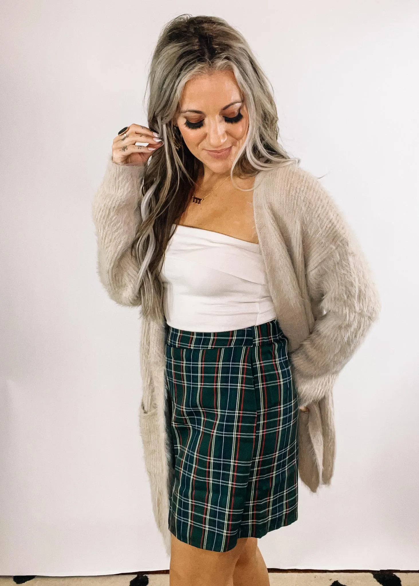 Plaid High Waisted Front Wrap Skort