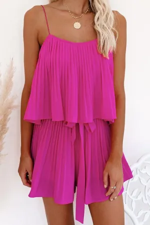 Pleated Belted Slip Mini Dress