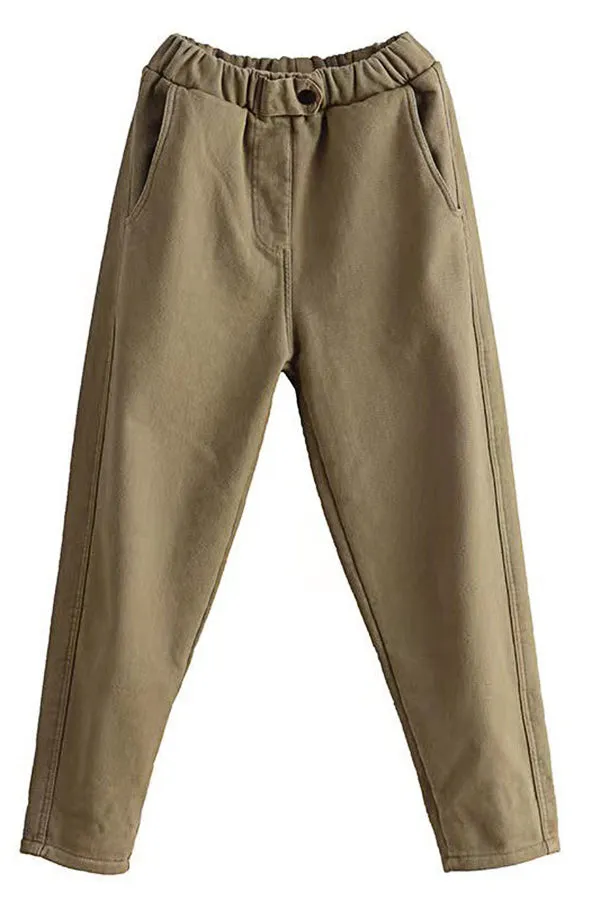 Plus Fleece Simple Cargo Pants