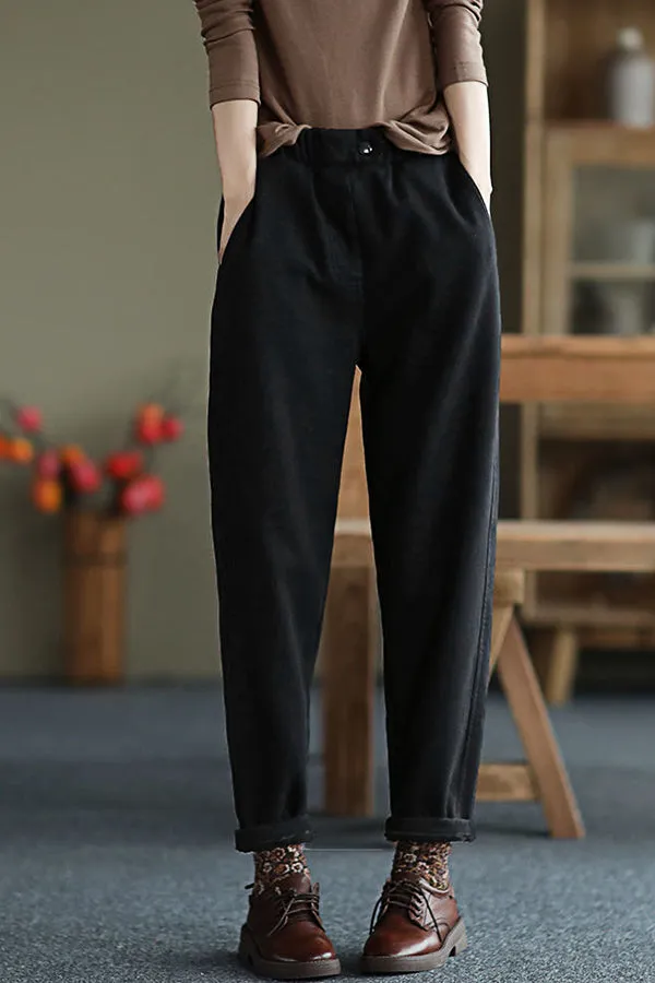 Plus Fleece Simple Cargo Pants