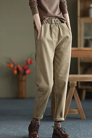 Plus Fleece Simple Cargo Pants