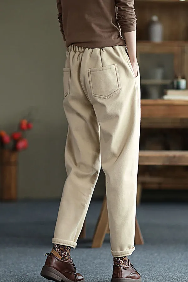 Plus Fleece Simple Cargo Pants