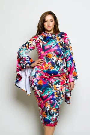 Plus Size Bell Sleeve Sexy Bodycon Dress