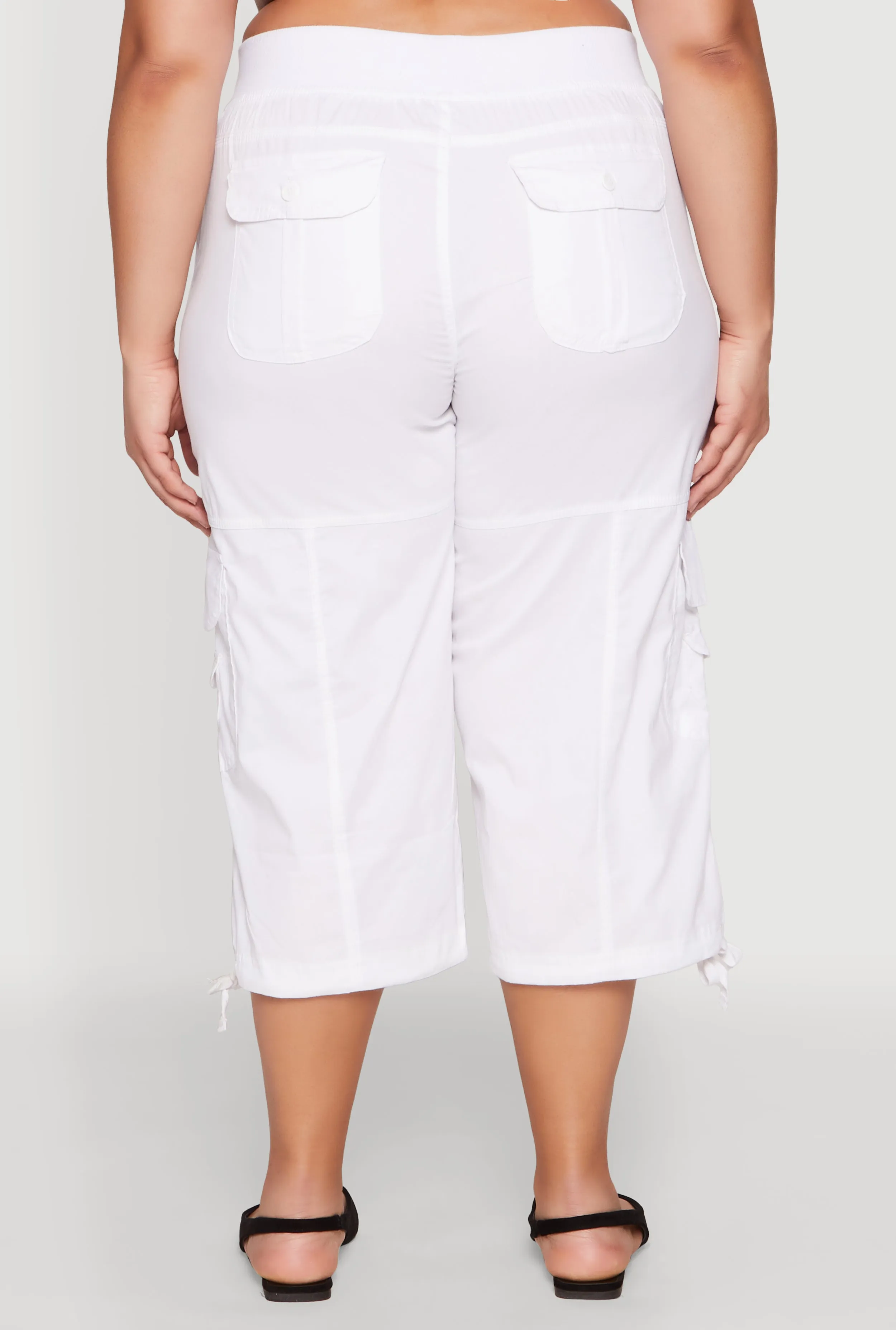 Plus Size High Waisted Cargo Capri Pants