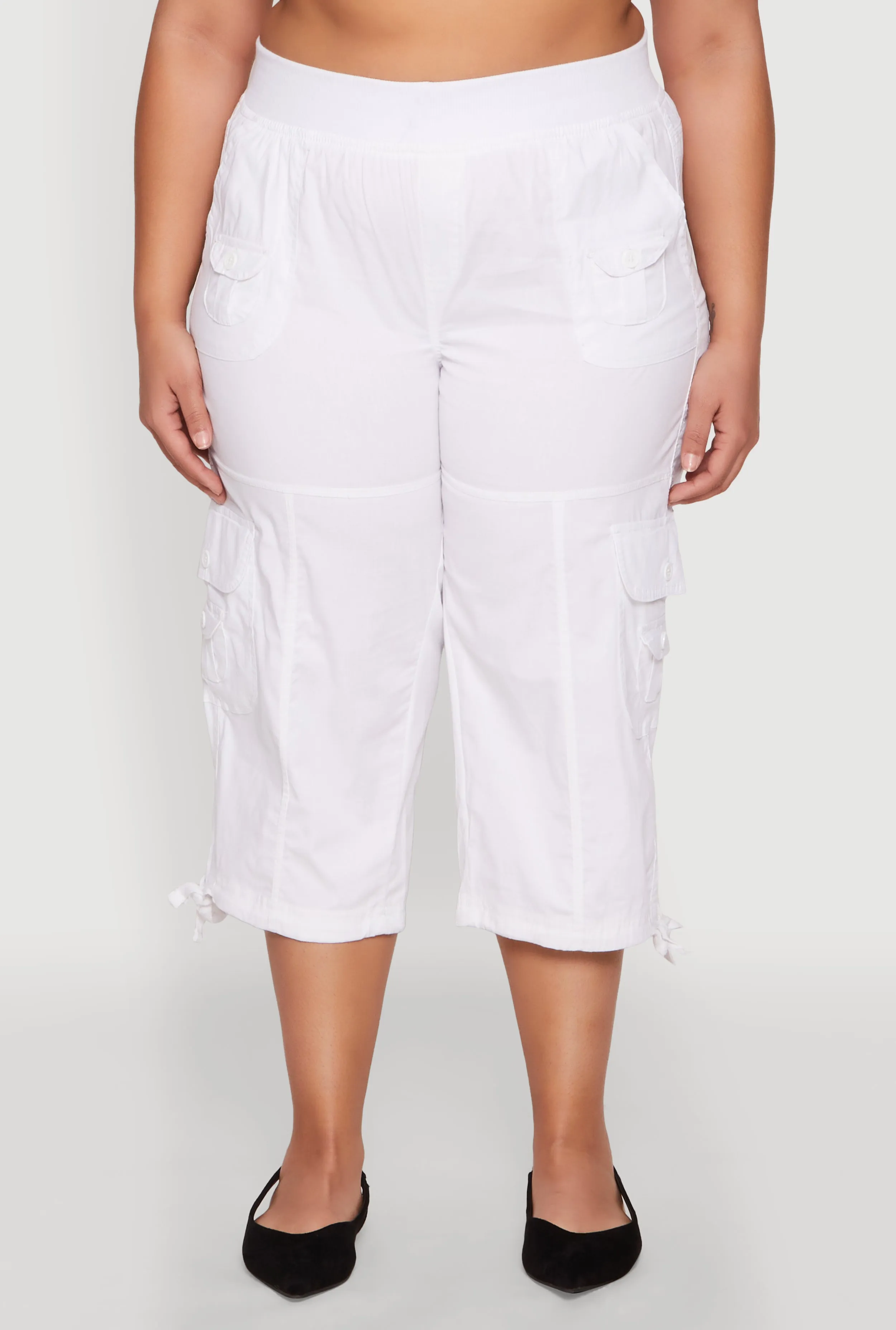 Plus Size High Waisted Cargo Capri Pants