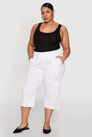 Plus Size High Waisted Cargo Capri Pants