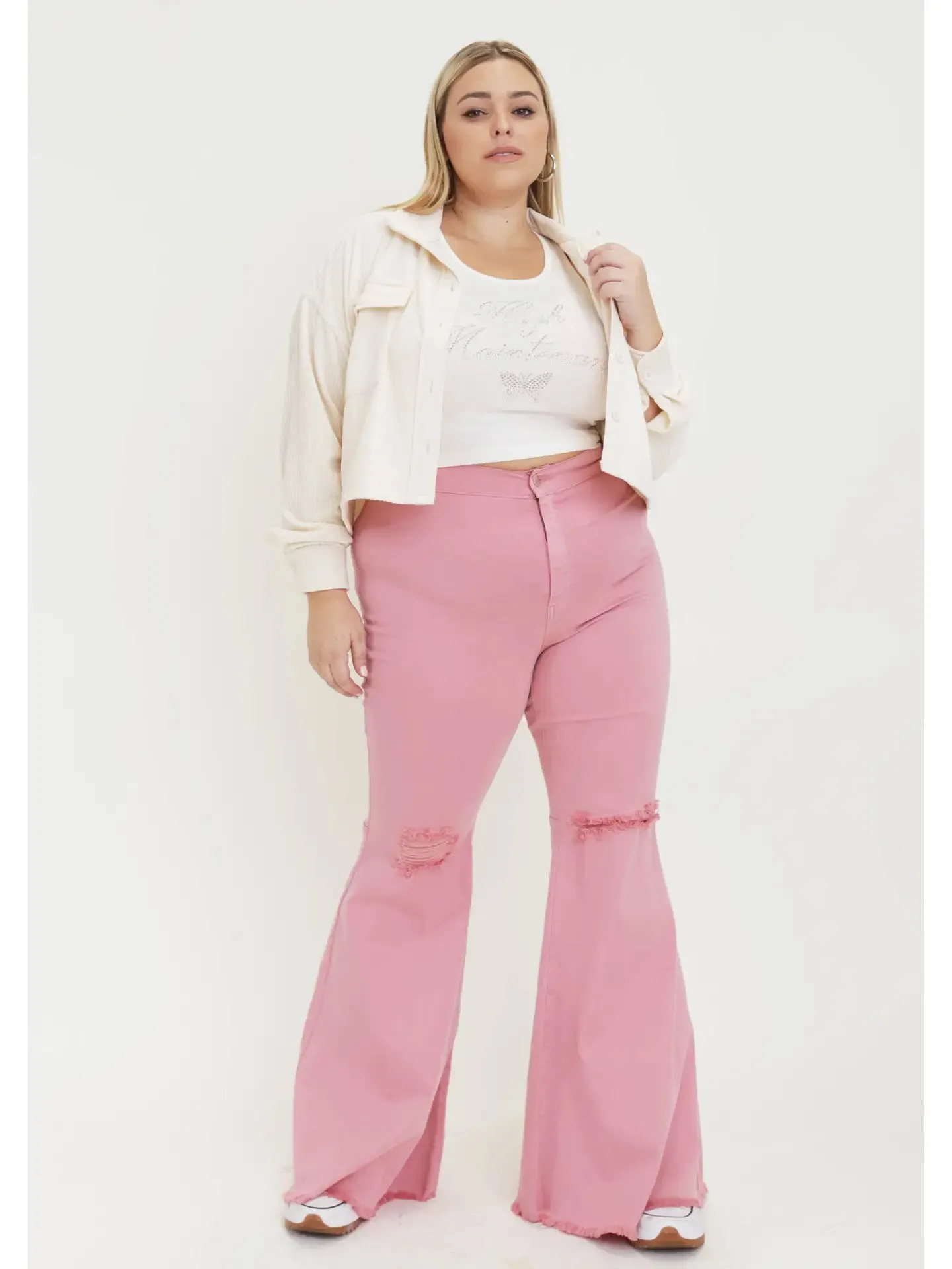 Plus Size: Julie Pink Flare Jeans