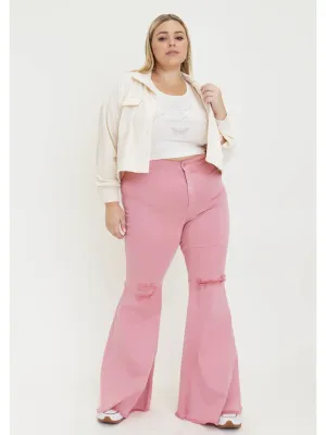Plus Size: Julie Pink Flare Jeans
