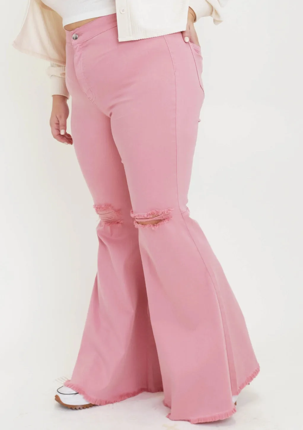 Plus Size: Julie Pink Flare Jeans