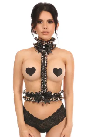 Plus Size Leopard Velvet Single Strap Body Harness