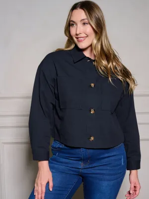 PLUS SIZE LONG SLEEVE BUTTON UP JACKET