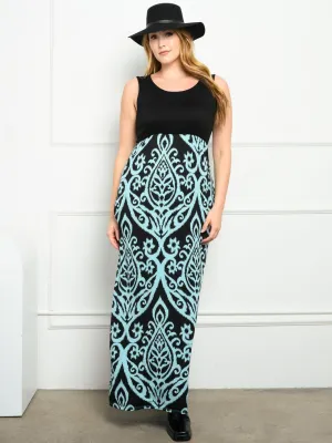 PLUS SIZE  PRINT WITH POCKETS MAXI DRESS
