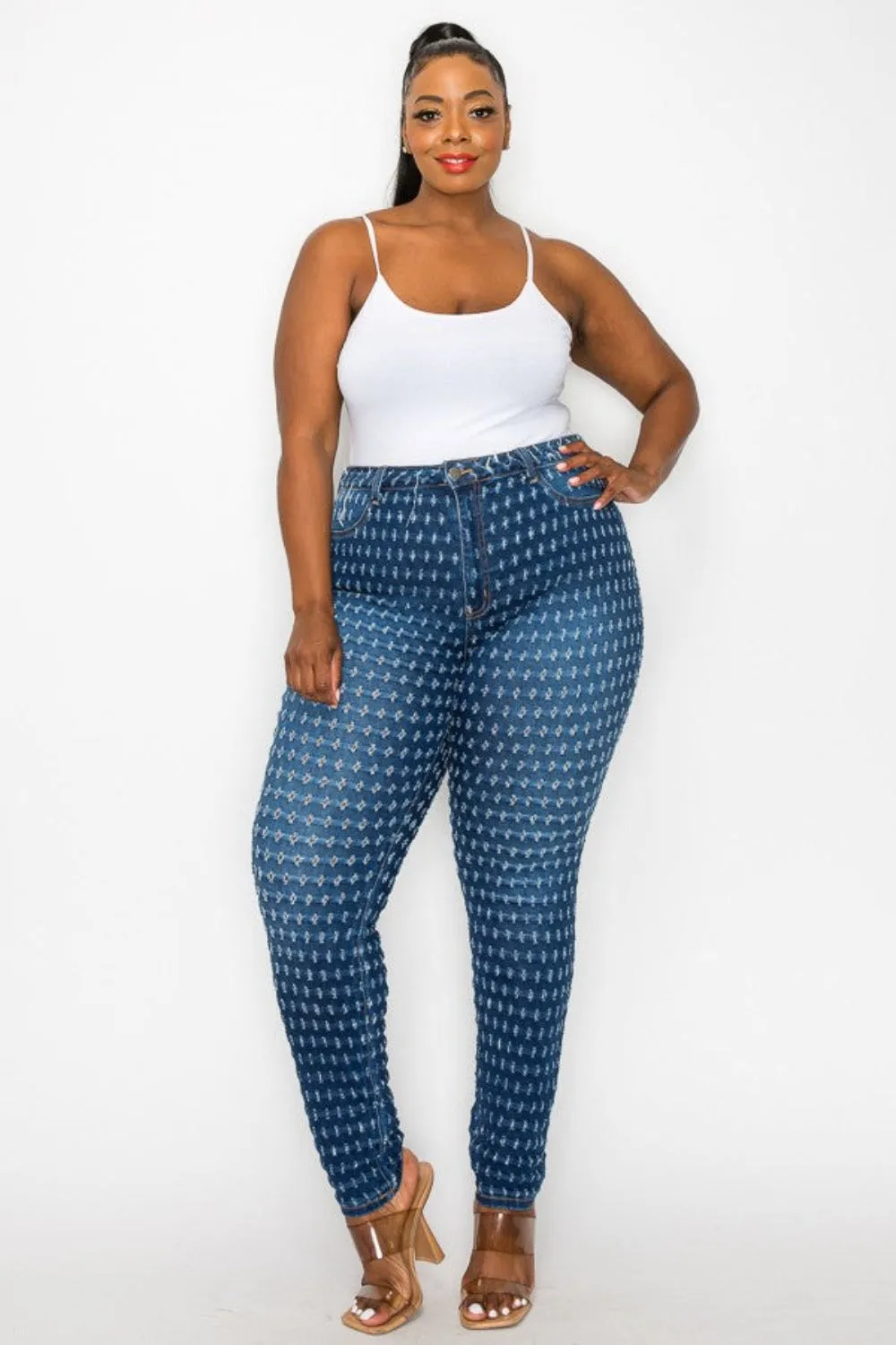 Plus Size Skinny Mini Pothole Jeans