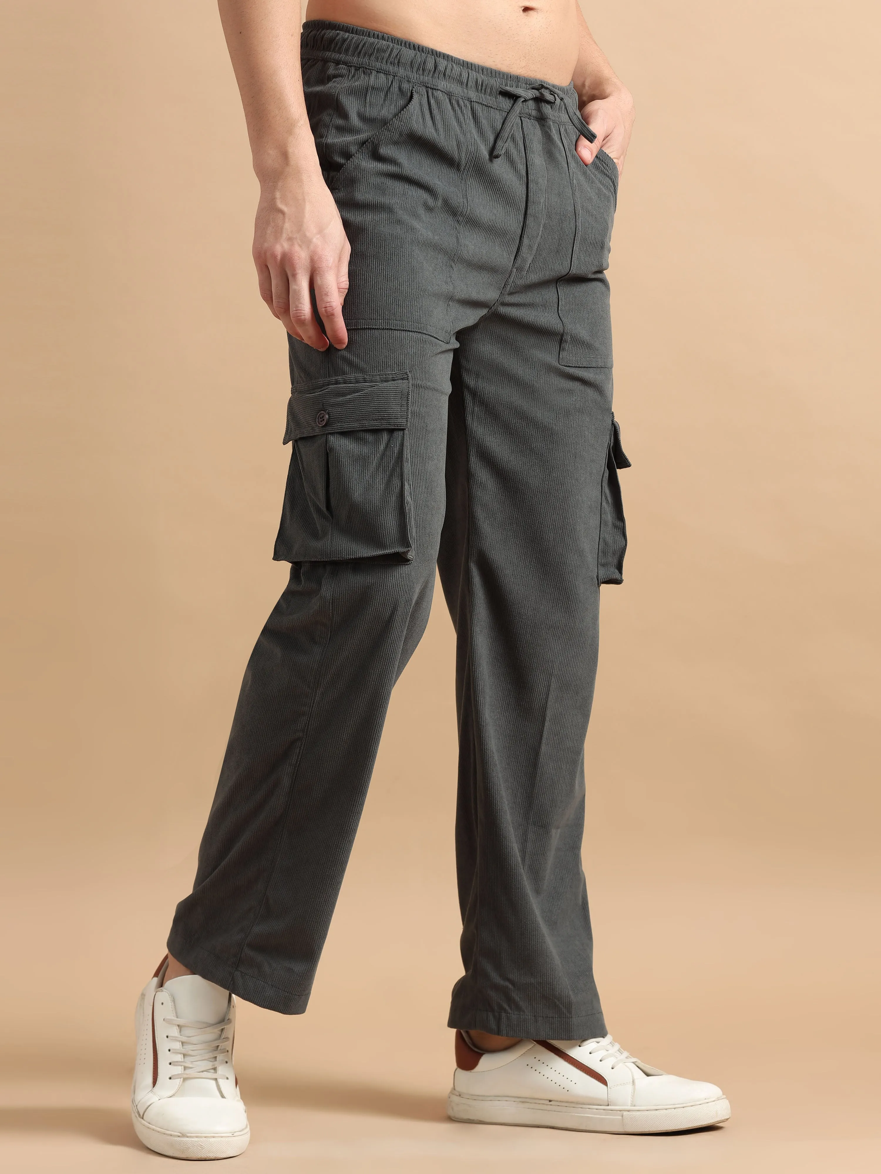 Plus Size Utility Relaxed Fit Cargo Pant - Slate Grey