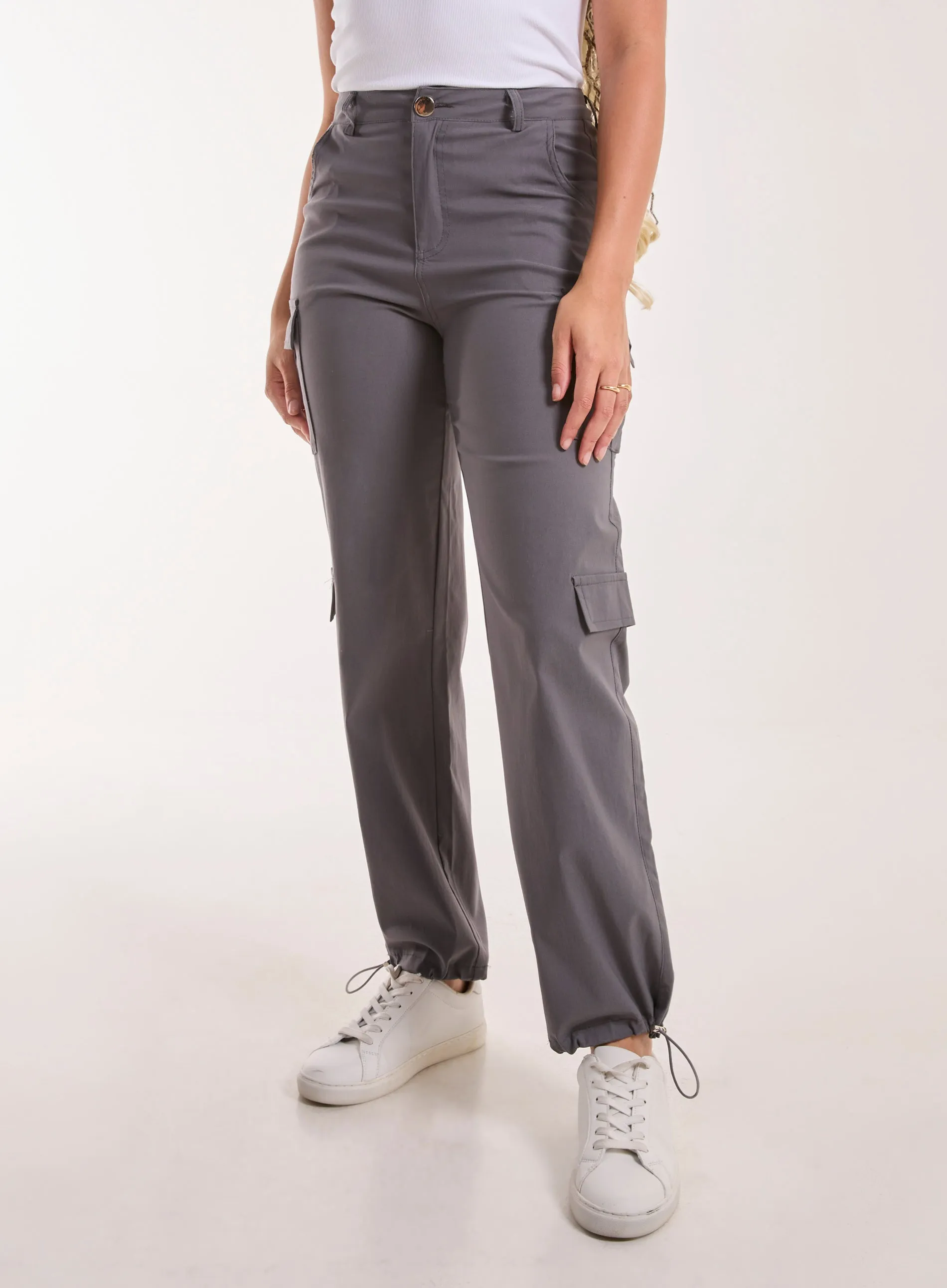 Pocket Detail Wide Leg Cargo Pants