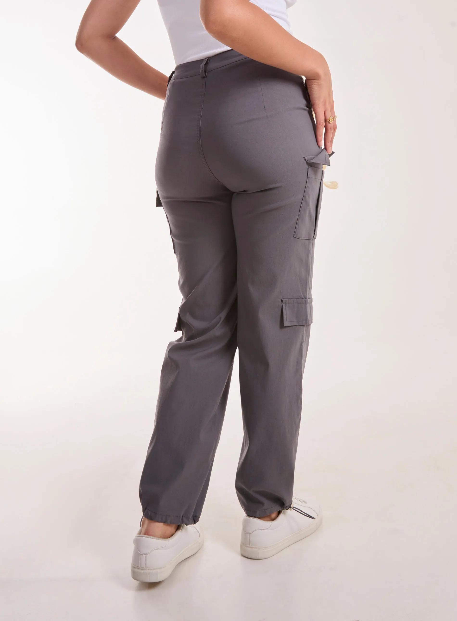 Pocket Detail Wide Leg Cargo Pants