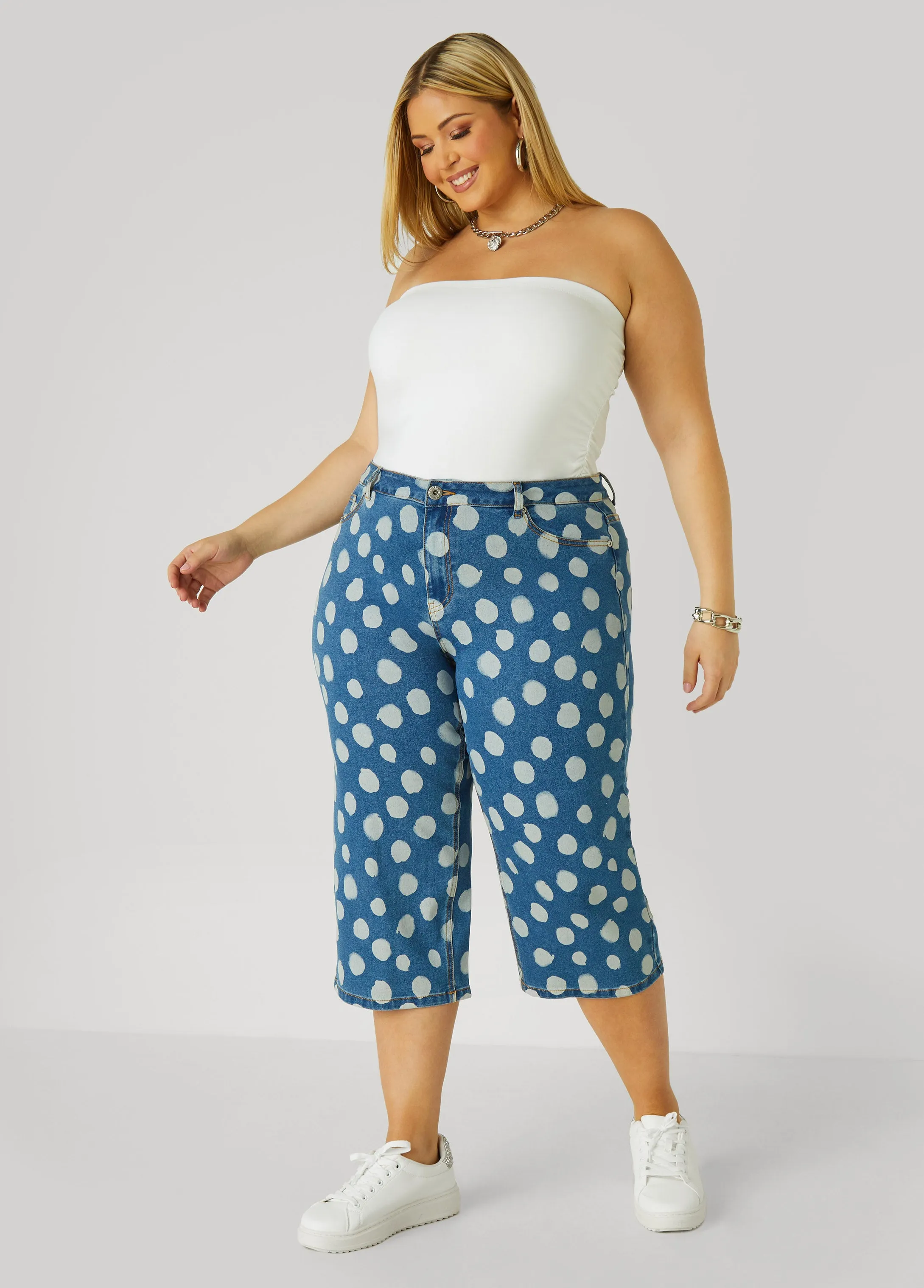 Polka Dot Denim Capris