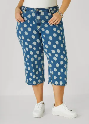Polka Dot Denim Capris